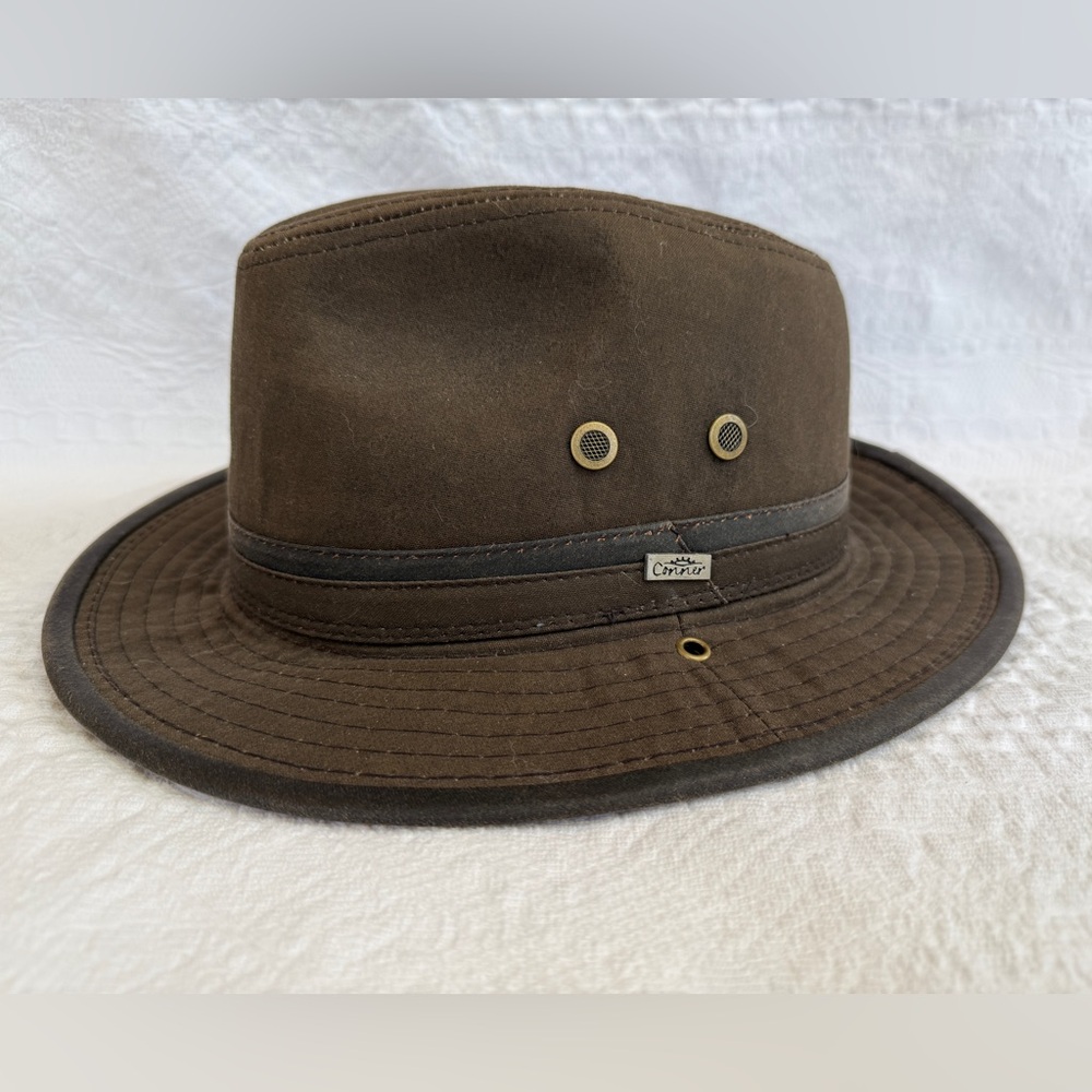 Conner Hats Brown Waxed Cotton Outback Hat Handmade Size Large Rugged Outdoor